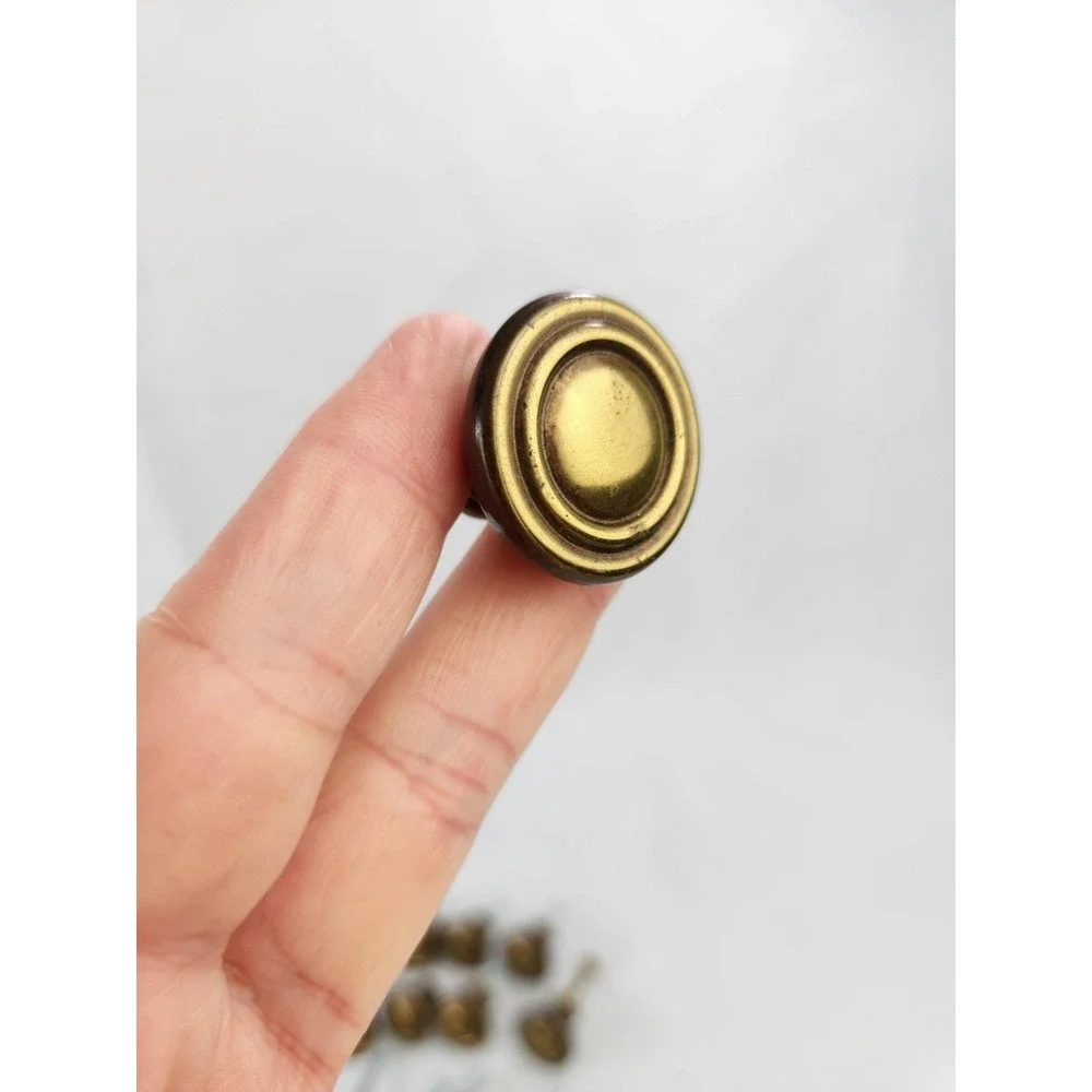 15 Vintage CABINET Knobs Pull Antique Brass Finish Drawer Round Handle